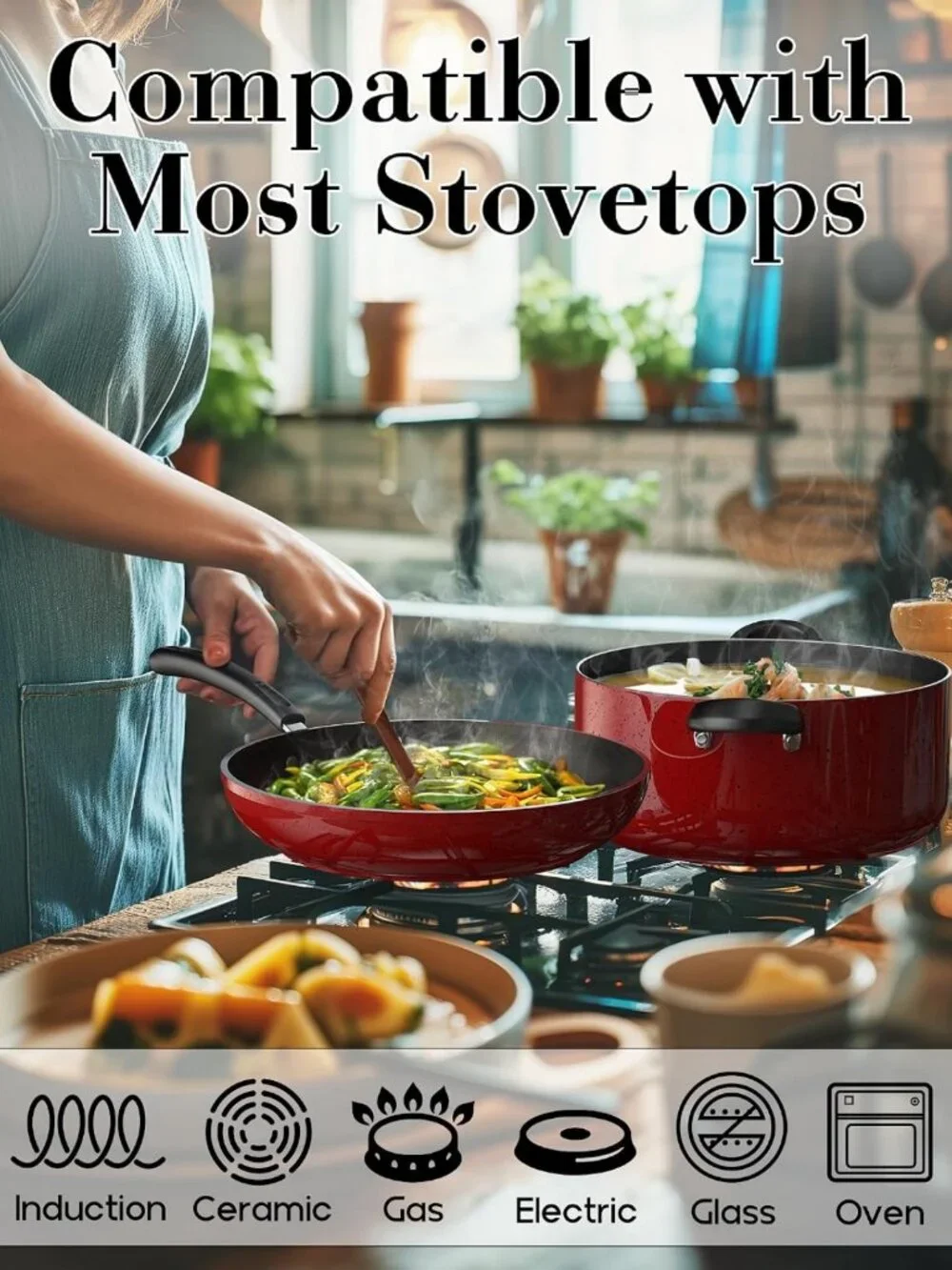Nonstick Frying Pan Set - 8/9.5/11 Inch Skillets, Induction Compatible, 3-Piece
